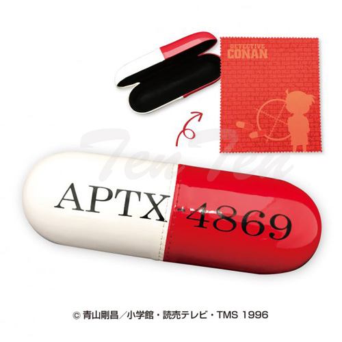 现货 日本正版名侦探柯南眼镜盒眼镜布APTX4869胶囊药丸工藤新一 - 图1