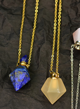 可打开精油瓶月光石香薰毛衣链