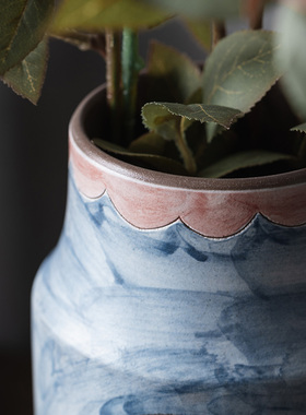 器昔复古粗陶景德镇桌面花瓶