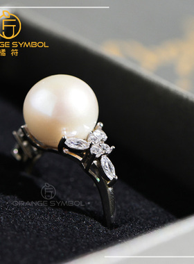 DIY珍珠配件 铜包金电镀真金k金工艺 蝴蝶款施家珍珠戒指空托活口