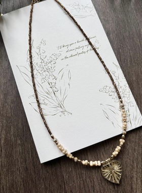 小众复古琉璃捷克珠爱心串珠项链