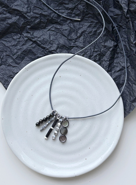 天然贝壳玛瑙虎眼捷克珠长毛衣链