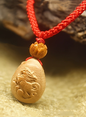 桃木生肖马吊坠属马宝宝平安挂件