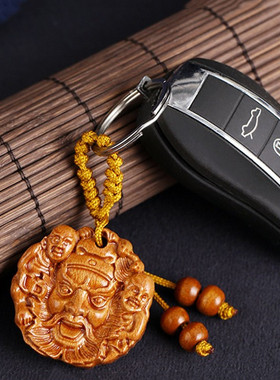 桃木钟馗吊坠天师项链钥匙扣挂件