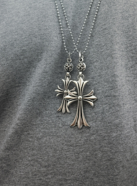 克罗圆珠链男女十字架吊坠项链