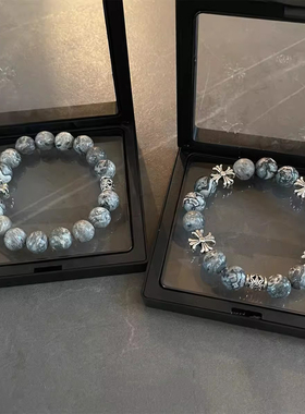 男珠石十字架个性百搭手链