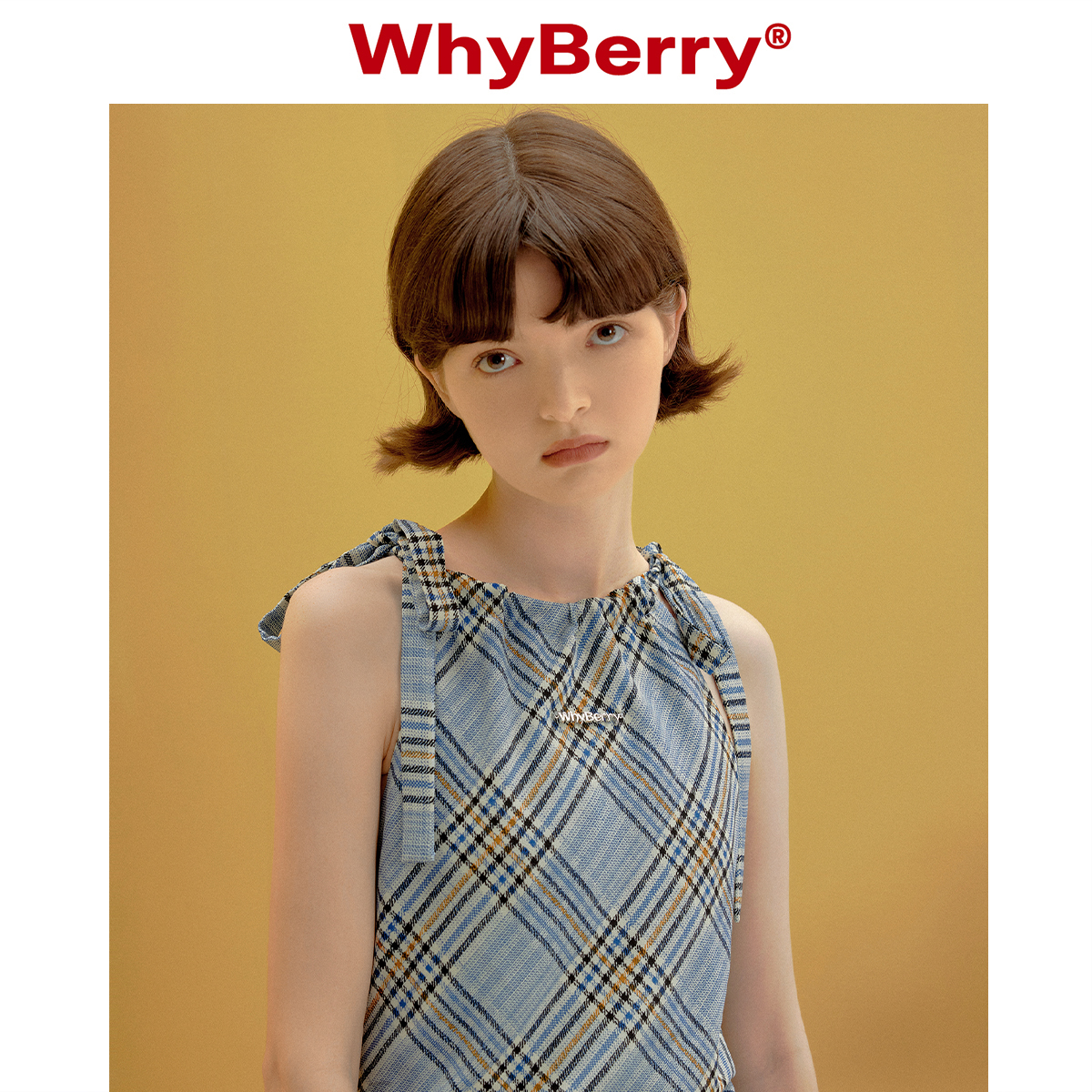 WhyBerry 23SS“白日梦蓝”吊带辣妹连衣裙复古显瘦气质法式长裙-图3