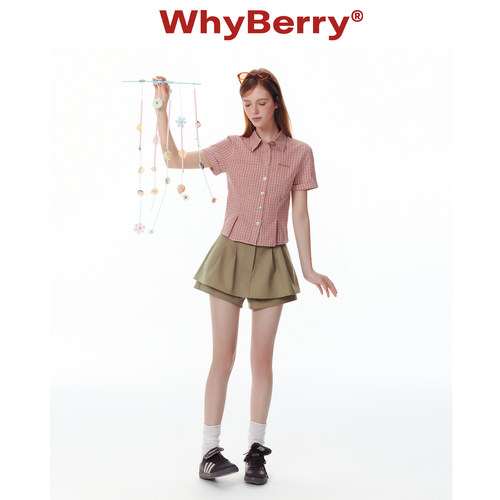 WhyBerry 25SS“夏的际遇”短款A字裙裤复古小个子短裤夏季2026新 - 图1