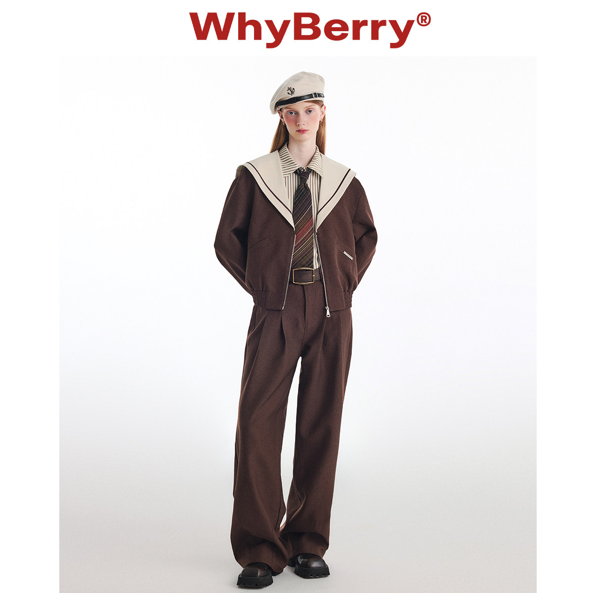 WhyBerry 24AW“热可可”棕色宽松休闲阔腿裤复古英伦长裤秋冬,淘宝优惠券,粉丝福利购,淘宝优惠卷