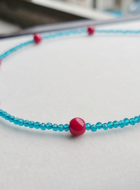 捷克琉璃串珠项链夏天小众甜酷