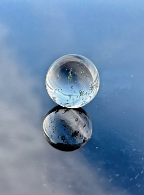 纯天然白水晶吊坠绿幽灵白水晶球女生单珠挂件锁骨链转运白水晶球