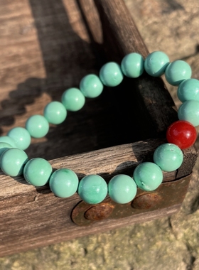 腕间山水绿松石手串红玛瑙手链转运佛珠能量手串叠戴手链新中式