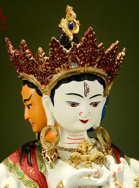 台湾彩绘纯铜摆件密宗佛像