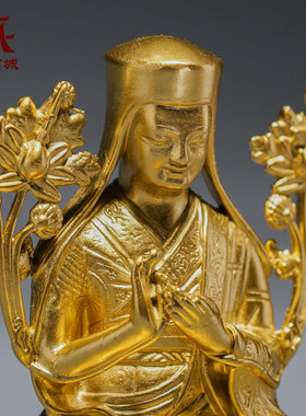 萨迦五祖铜雕花鎏金摆件