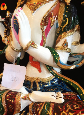 四臂观音尼泊尔彩绘摆件密宗佛像