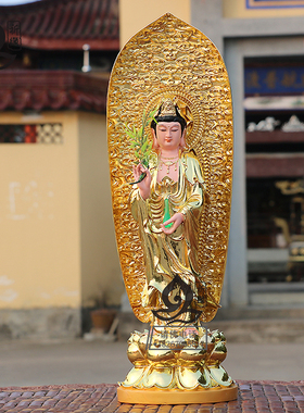 西方三圣菩萨保平安禅意风佛像