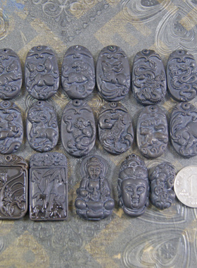 泗滨玄黄砭石十二生肖吊坠吉祥幸运吊坠貔貅观印竹子兰花直播福利