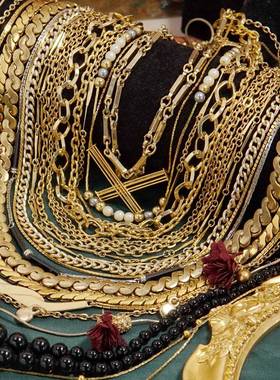 Monet&Trifari复古镀金项链裸链