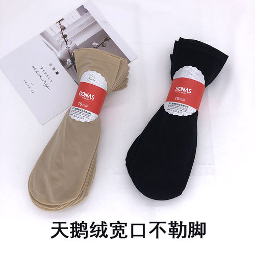 宝娜斯天鹅绒夏薄款短丝袜女防勾丝松口短袜女士耐磨袜子春秋女袜 - 图0