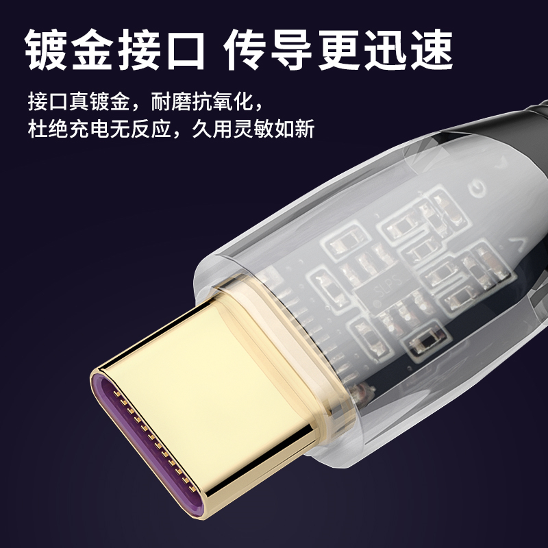 PD透明数据线30W100W超级快充双TYPE-C线 适用华为小米苹果充电线 - 图1