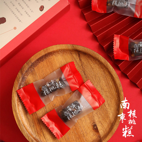 南枣核桃糕包装袋 加厚半透明磨砂机封包装袋子糖果袋 100只左右 - 图0