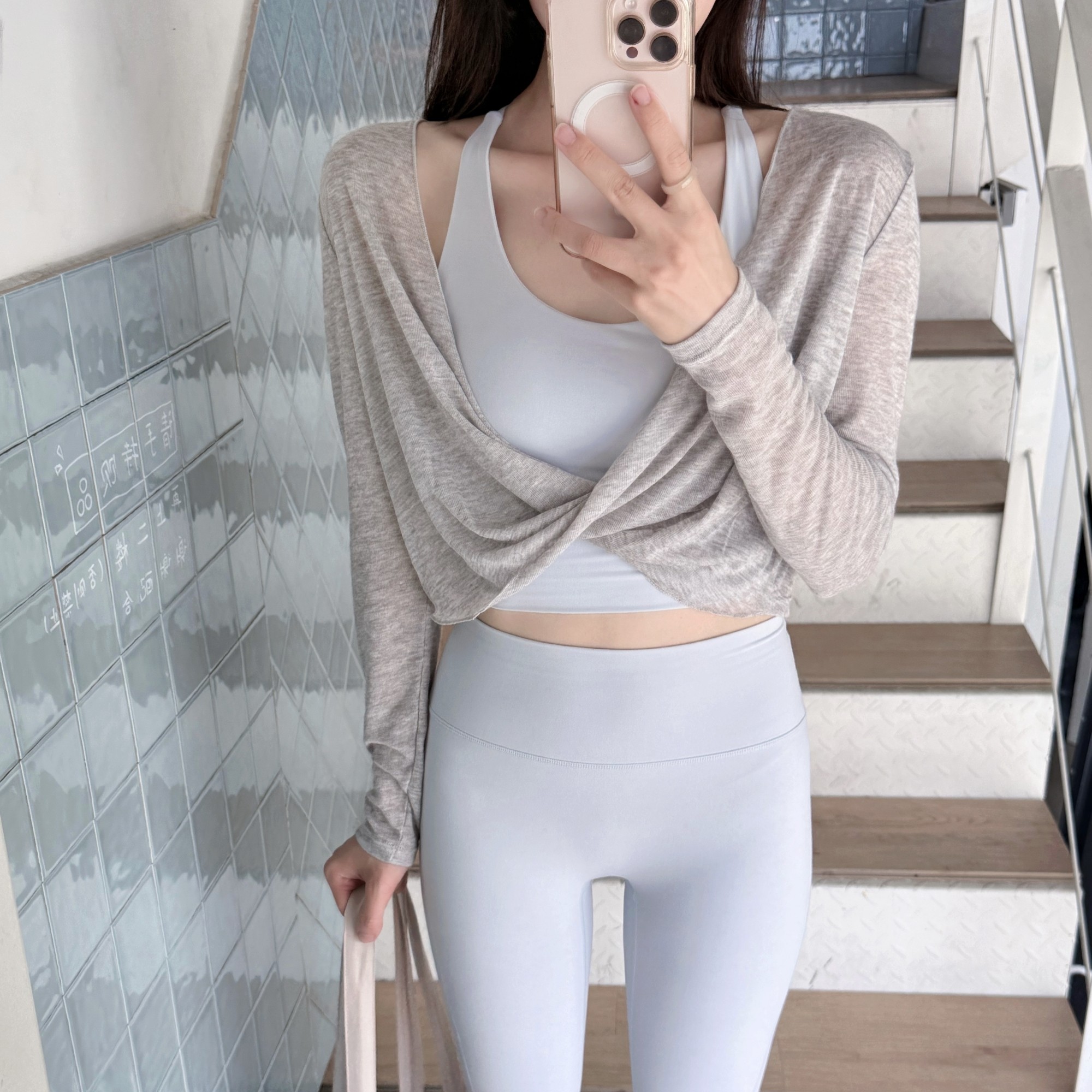 YSH/如风罩衫 扭结宽松轻薄瑜伽服慵懒叠穿显瘦遮肉跑步健身上衣,淘宝优惠券,粉丝福利购,淘宝优惠卷