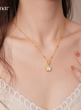 2025冬当季新款 衣佳人折扣 新中式简约滴油双面贝母花朵项链配饰