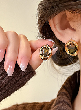 2024冬当季新款 衣佳人折扣 人造虎眼石款项链气质锁骨链美拉德