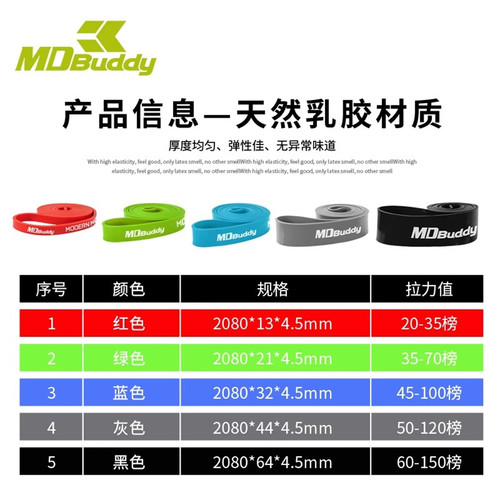 乳胶弹力圈 MDBuddy超级训练带弹力带训练健身引起向上俯卧撑阻力 - 图1