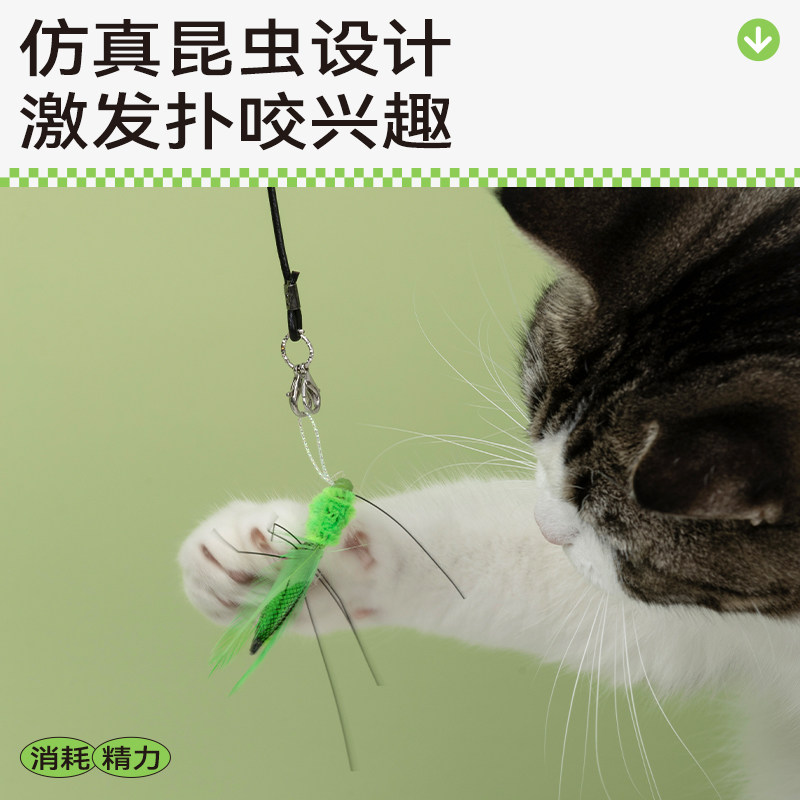 Qmonster仿真小昆虫猫玩具宠物逗猫棒替换头羽毛丰荣嗅闻自嗨解闷,淘宝优惠券,粉丝福利购,淘宝优惠卷