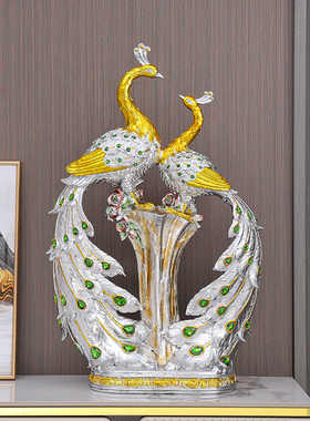 情侣孔雀摆件一对欧式奢华高档