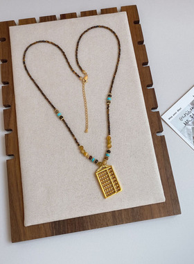 防过敏不掉色 新中式如意算盘中长款项链 裙子配饰 毛衣链挂件女