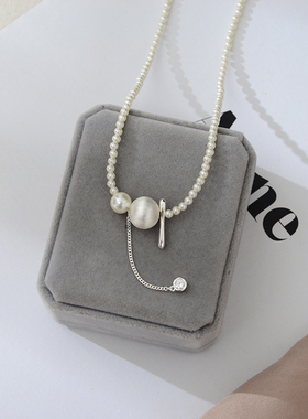 防过敏不掉色 高级感轻奢设计师款珍珠脖颈链 短款项金链 锁骨链