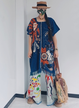 泰国手工编织南美蜡绳文艺项链老琉璃凤凰石毛衣链颈链