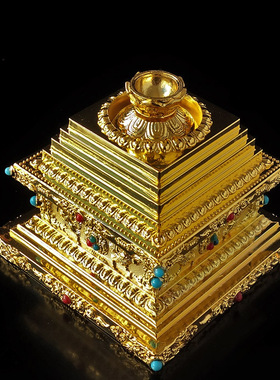 珍珠供佛菩提舍利塔合金桌面摆件