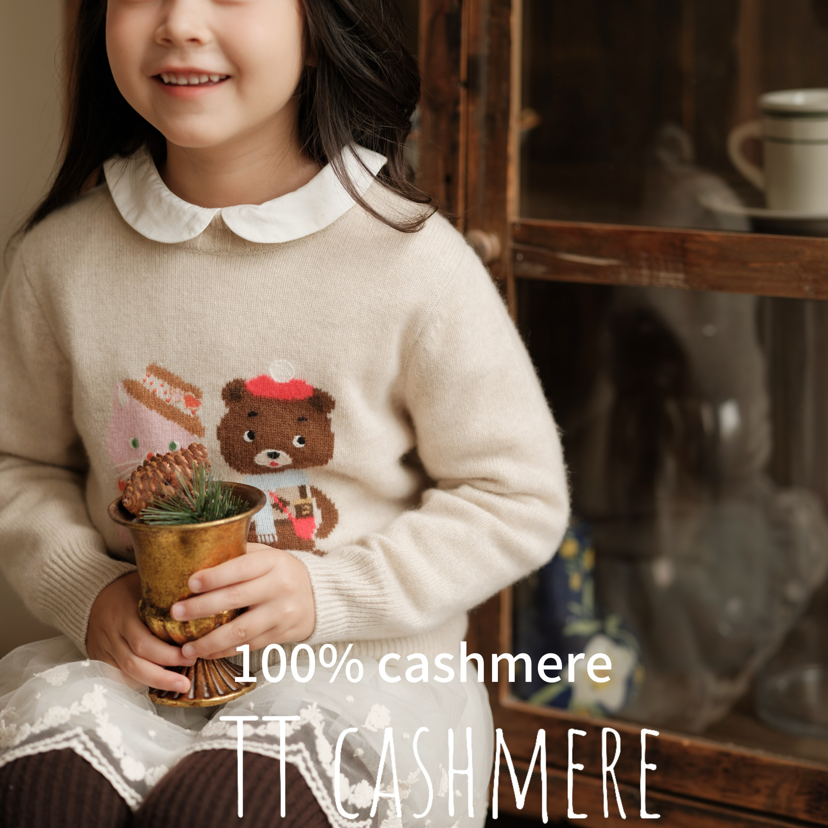 TT cashmere儿童纯山羊绒毛衣男女童宝宝可爱卡通加厚毛衣针织衫 - 图2