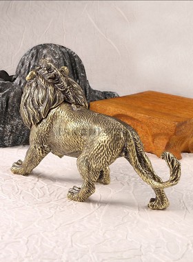 纯黄铜狮子摆件大号雄狮狮子王