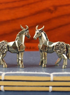 创意纯铜四不像牛角马首摆件艺术