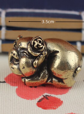 纯黄铜生肖猪小摆件实心婚猪