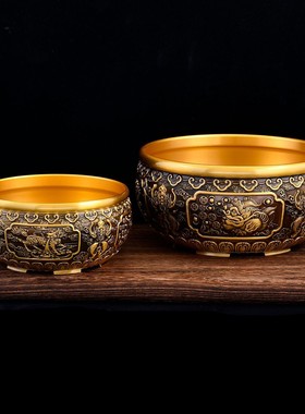 23cm特大号八宝聚宝盆摆件纯铜