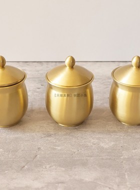 纯黄铜供水杯带盖佛堂家用供祖先