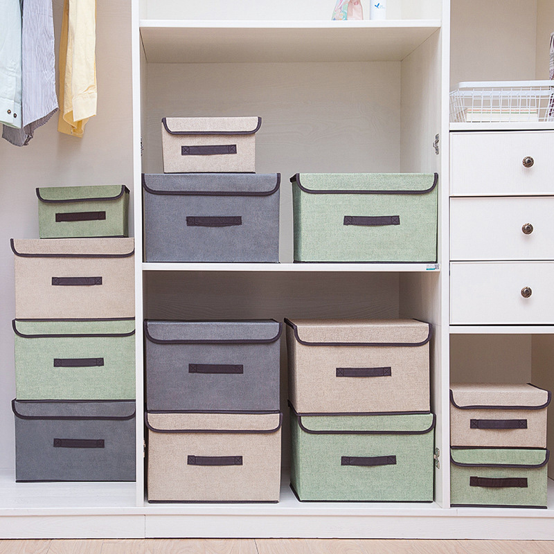 收纳箱杂物盒宿舍衣服裤子整理箱儿童带盖收纳可折叠储物大容量