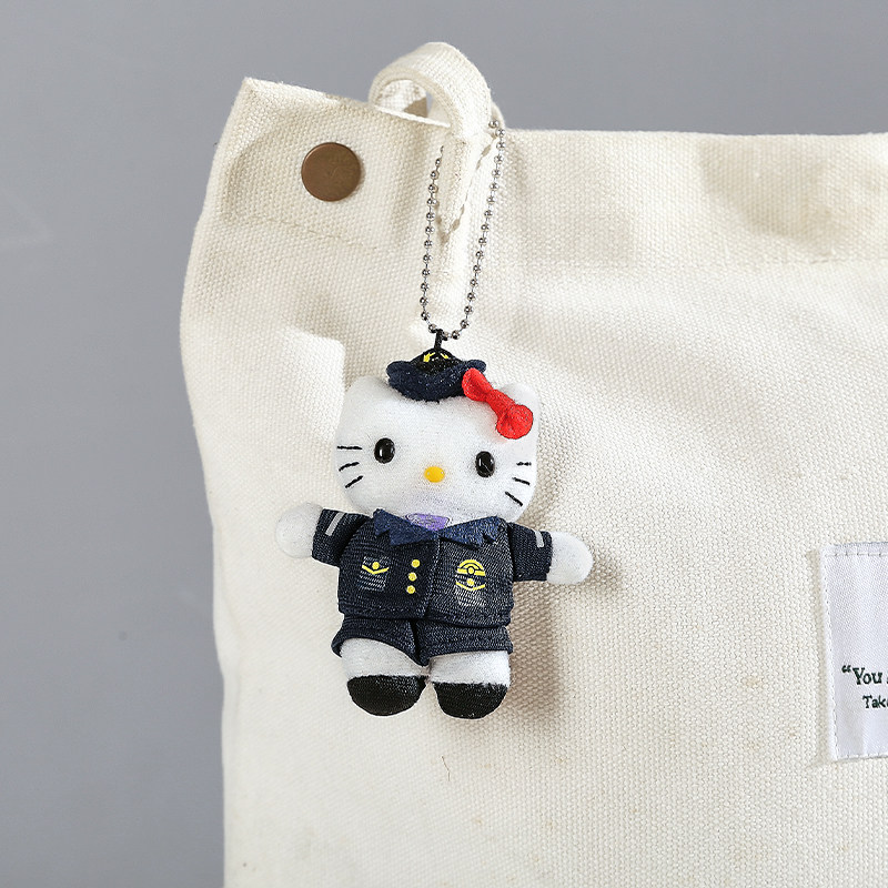 日本hellokitty正版女警凯蒂猫哈喽kt猫公仔玩偶毛绒包包挂件挂饰