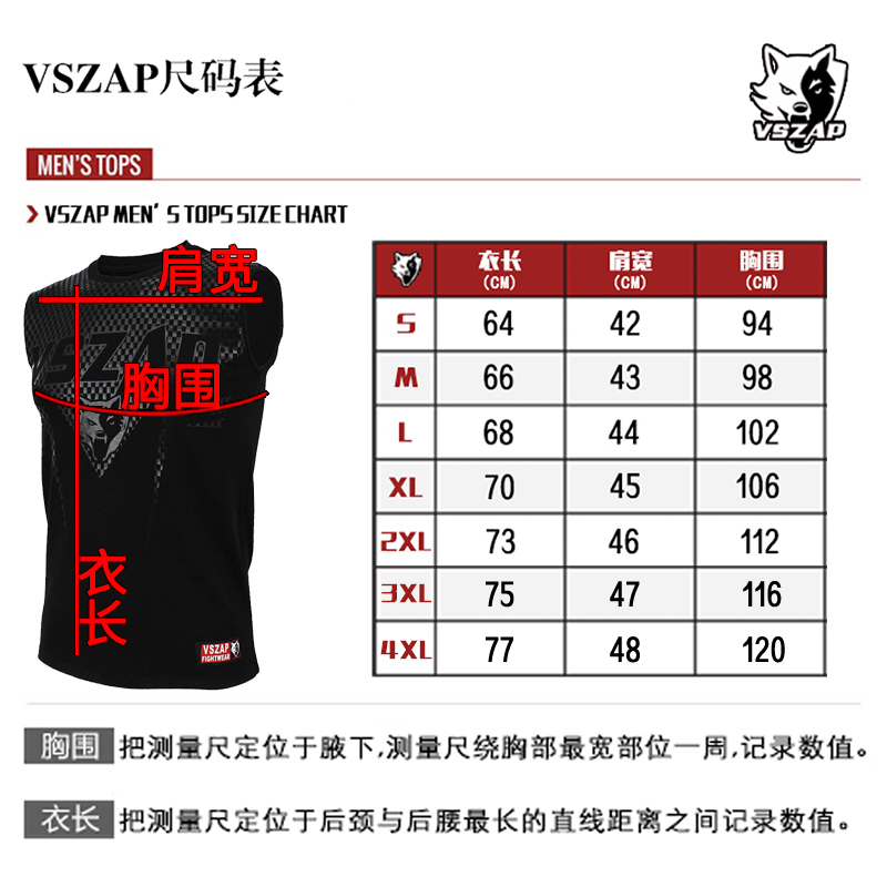 VSZAP SHARP无袖背心T恤MMA格斗泰拳搏击健身武林衣服肌肉运动男 - 图0