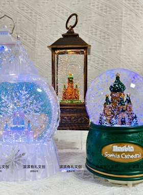 哈尔滨索菲亚教堂冰雪大世界水晶球旋转灯光音乐文创旅游伴手礼物