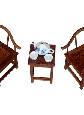 红木鸡翅木仿古微缩模型木质微型