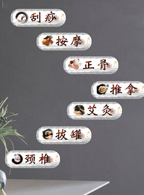 推拿按摩店中医养生足疗头疗橱窗玻璃门贴纸拔罐刮痧正骨墙贴海报