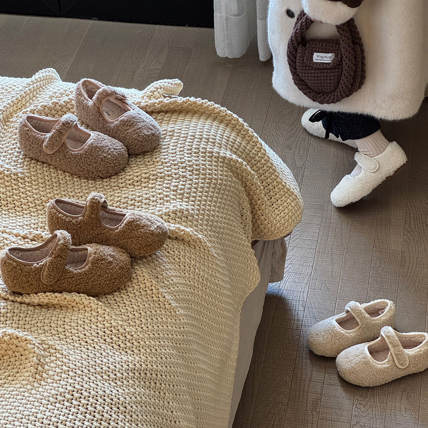 韩版儿童毛毛鞋秋冬新款女童棉鞋保暖女孩豆豆鞋二棉加绒宝宝童鞋,淘宝优惠券,粉丝福利购,淘宝优惠卷