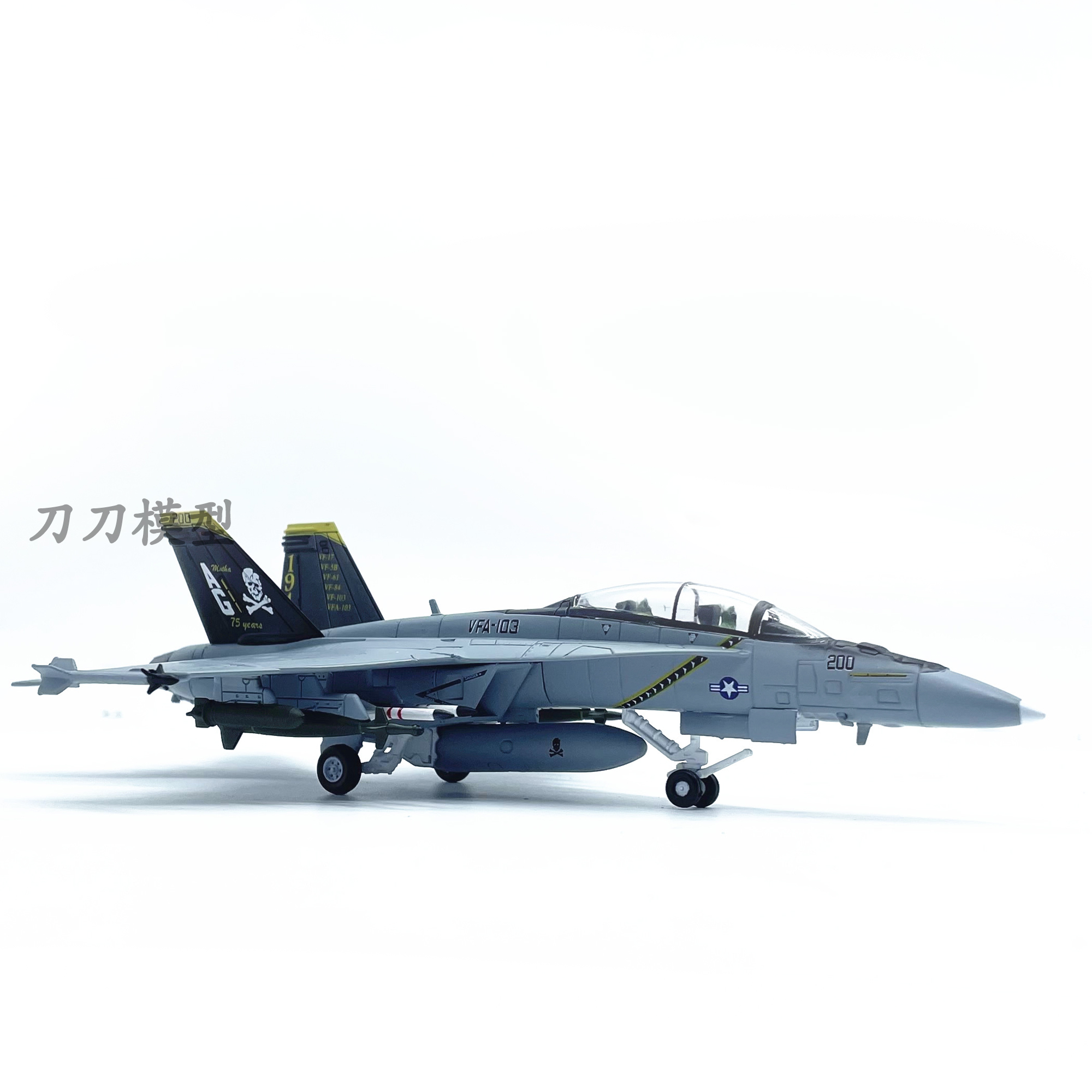 :1100美国F/A-18F战斗机海盗旗中队F18飞机模型合金战机成品免胶 - 图2