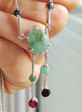 德国设计师风纯银蓝宝石锁骨链